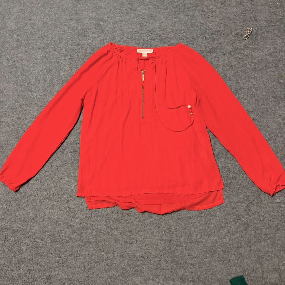 Michael Kors Zip Front red Blouse